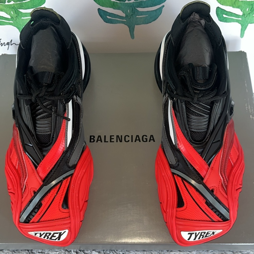 Balenciaga Women’s Tyrex Red and Gray Sneakers - Picture 3 of 14